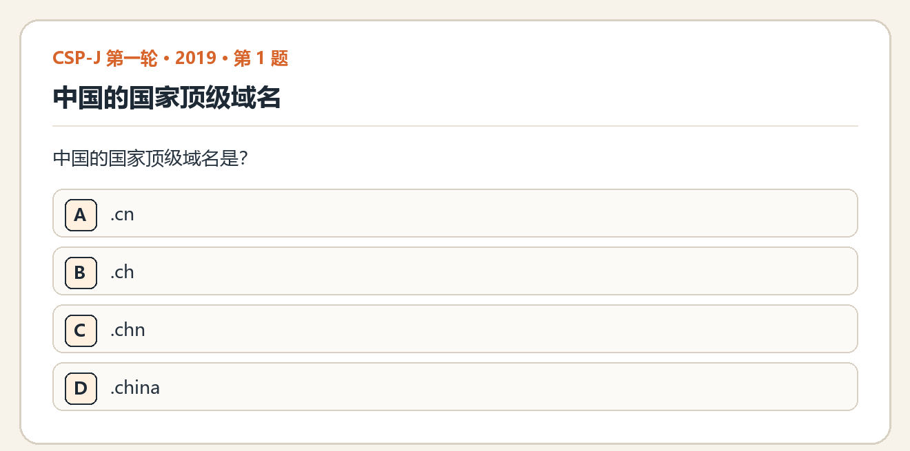 CSP-J 2019 第一轮 第 1 题 原题