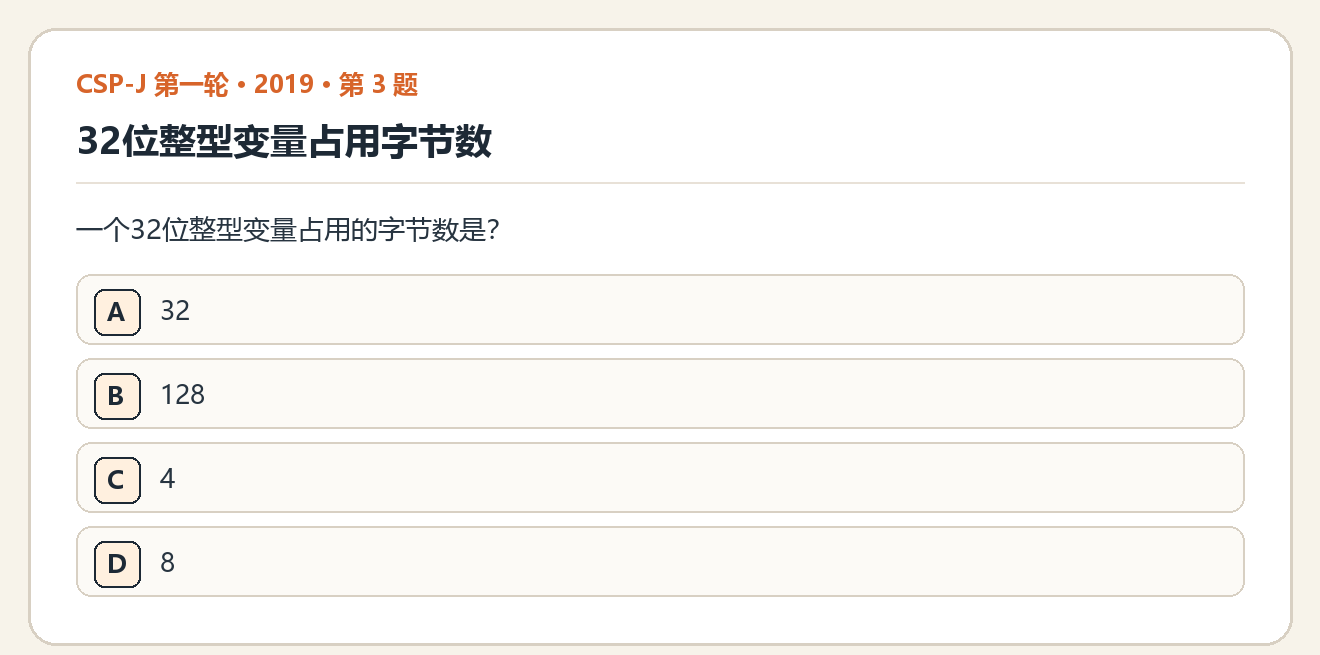 CSP-J 2019 第一轮 第 3 题 原题