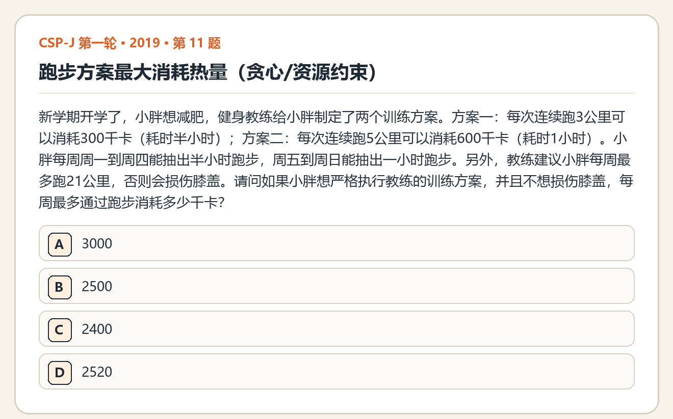 CSP-J 2019 第一轮 第 11 题 原题