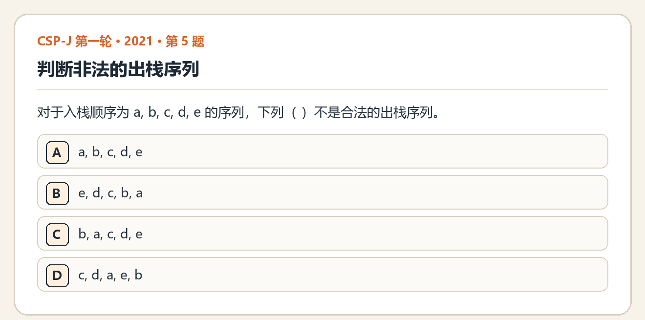 CSP-J 2021 第一轮 第 5 题 原题