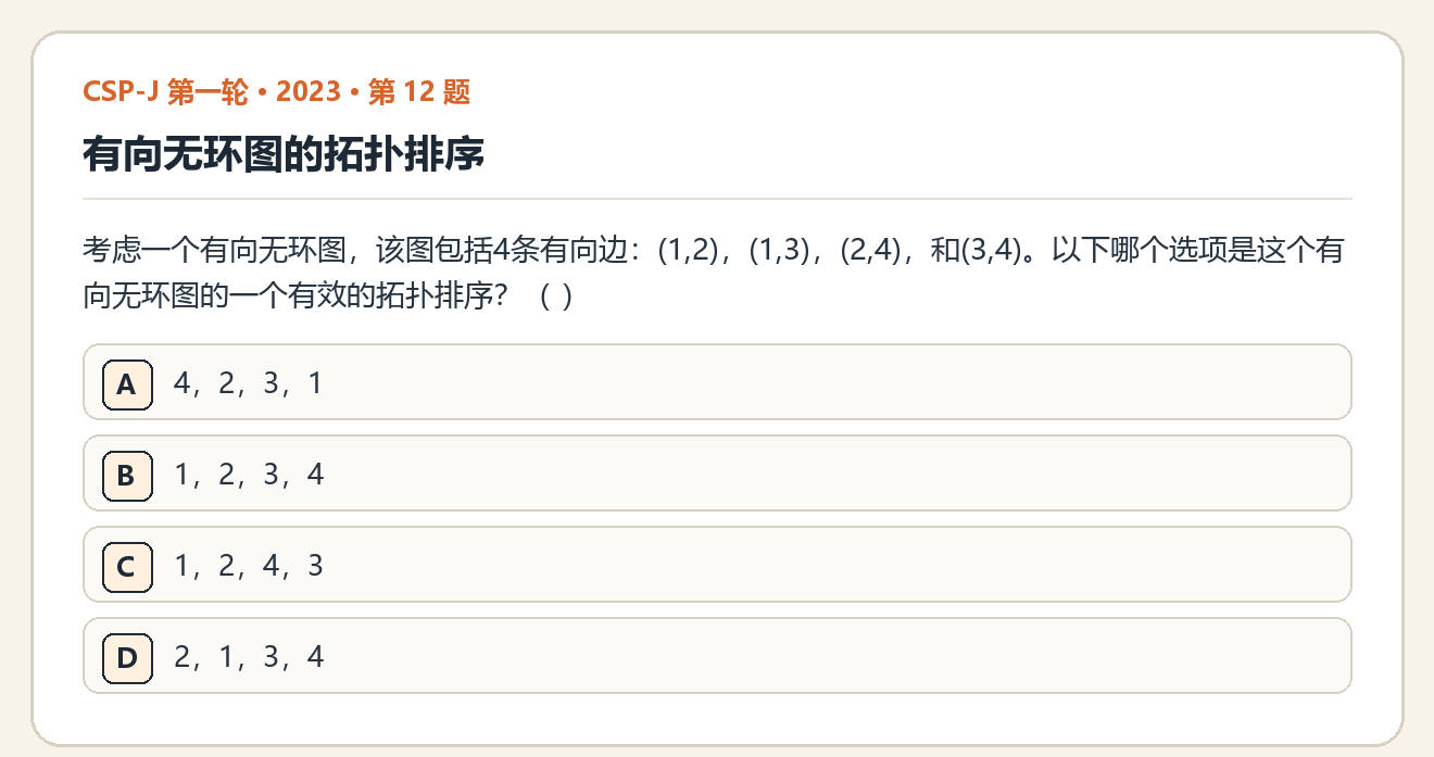 CSP-J 2023 第一轮 第 12 题 原题